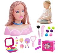 Obelunrp Tête de poupée pour Coiffure 35 pièces/Ensemble poupée de tête Coiffure simulée pour Enfants Apprentissage imaginatif et du Maquillage Jouets Jeu Simulation pour Filles, pour Filles, ensembl