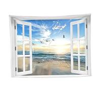 Obelunrp Vue de fenêtres Tapasches, 37.4x28.7 pouce 3D View View Toarvas suspendue Tapestry, Nature Picture Wall Art Decoration pour le salon Décoration de chambre (style 1)