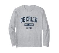 Oberlin Ohio Oh Vintage Sports a Fait Ses preuves en matière de Design Bleu Marine. Manche Longue