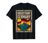 Oberstdorf Drapeau Allemand Montagnes alpines Bavarois rétro Art T-Shirt