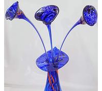 Oberstdorfer Glashütte Fleur en Cristal coloreé Objet de Decoration Verre de Fleur Souffle a la Bouche Decorative Fleur dans la Couleur Bleu Orange Longeur env. 60 cm conçu et fabriqué