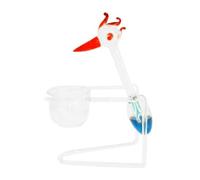Oberstdorfer Glashütte Oiseau Dansant Canard Potable Petit perpetuum Mobile en Verre Clair Souffle a la Bouche rempli de Liquide Bleu Hauteur 12 cm