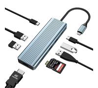 OBERSTER Hub USB C 9 en 1, station d'accueil avec HDMI 4K @ 30 Hz, 3 x USB 3.0, transfert de données USB C 3.0, USB 2.0, 100 W PD, lecteur de carte SD/TF, compatible avec ordinateur portable et autres