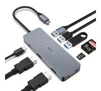 OBERSTER Hub USB C, Adaptateur USB C 9 en 1 Triple Affichage avec 2 x HDMI/VGA, Station d'accueil Rapide Mac Pro/Air 5Gbps pour Lenovo et périphériques de Type C (SD/TF+USB A 3.0/2.0+PD Charging)