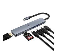 OBERSTER Hub USB C, Station d'accueil 7 en 1 pour Ordinateur Portable avec Port de données USB C 3.0, 2 USB 3.0, HDMI 4K, 100 W PD, Lecteur de Carte SD/TF, Compatible avec Les appareils de Type C