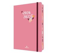 OBERTHUR - 1 Agenda à Elastique Semainier 25 - Couverture TIVOLI Rose Pastel - Septembre 2026 à Septembre 2027 - Dimension 17 x 24,5 cm - Bilingue