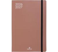 OBERTHUR - 1 Agenda à Elastique Semainier 25 Split - Septembre 2026 à Septembre 2027 - Dimension 17 x 24,5 cm - Couverture Marron - Bilingue
