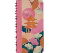 OBERTHUR - 1 Agenda de Poche 16 Semainier Wire'O FSC TOKYO - Janvier 2026 à Décembre 2026 - Dimension 9,5 x 17 cm - Visuel Fleurs - 2 Langues