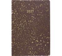 Oberthur - 1 Agenda Semainier Collection CELESTE 25 - Janvier 2027 à Décembre 2027 - Dimension 17 x 25 cm - Couverture Marron - 2 Langues