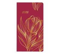 OBERTHUR - 1 Agenda Semainier de Poche ASTORIA - Dimension 9,5 x 17 cm - Janvier 2026 à Décembre 2026 - Coloris Rouge Bordeaux - 2 Langues