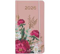 OBERTHUR - 1 Agenda Semainier de Poche GIVERNY - De Janvier 2026 à Décembre 2026 - Format 9,5 x 17 cm - Visuel Fleurs - Coloris Rose - 2 Langues