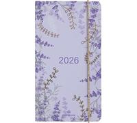 OBERTHUR - 1 Agenda Semainier de Poche GIVERNY - De Janvier 2026 à Décembre 2026 - Format 9,5 x 17 cm - Visuel Fleurs - Coloris Violet - 2 Langues