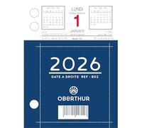 Oberthur - 1 Bloc éphémérides DATE A DROITE - Janvier 2026 à Décembre 2026 - Dimension 8,5 x 11,5 cm.