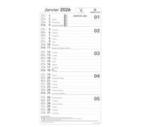 OBERTHUR - 1 Bloc Ou Recharge Pour Calendrier Mensuel à Feuillet - Janvier 2026 à Décembre 2026 - Format 24 x 12,3 cm