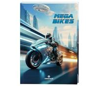 Oberthur - 1 Cahier de textes MEGABIKES - Visuel Moto Bleu - Dimension : 15 x 21 cm - Reliure Brochée