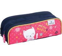 Oberthur - 1 Trousse Fourre-Tout 2 Compartiments - Collection Chaton Meow World - Dimension 22 x 7,5 x 7 cm