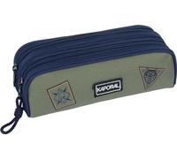 Oberthur - 1 Trousse Fourre Tout 2 Compartiments Kaporal Kaki - Dimension 22 x 7 x 7.5 cm