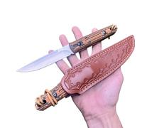 Obespina Couteau Lame Fixe Acier D2 Haute Qualité Survie Camping Tranchant Étui cuir végétal Manche G10 Micarta Collection Cadeau Homme full tang drop point solide edc chasse buscraft luxe