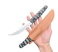 Obespina Couteau Lame Fixe Style Japonais Lame Acier 8cr13 Étui Camping EDC Poche camping extérieur cuir végétal collection bouche decoupe tranchant full tang bushcraft decoupe nourriture