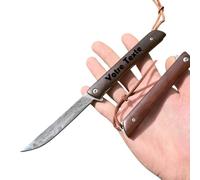 Obespina Couteau Pliant Damas Personnalisé Gravure Laser Nom Prenom Acier Damas 67 Couches VG10 Poche Linerlock Lame Tranchante Manche bois Collection Cadeau Homme Fête Père Chasse EDC