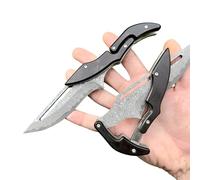 Obespina Couteau Pliant Friction Noir Poche Damas Style Japonais Acier Lame 67 Couches VG10 Damascus Tranchante Collection Cadeau Homme Camping Original Manche Bois Chasse EDC Japonais Suminagashi