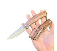 Obespina Couteau Pliant Poche Damas luxe Acier 67 Couches VG10 Damascus Lame Tranchante Manche Bois Collection Cadeau Fête Père Homme edc Clip Linerlock Edc Artisanat Suminagasi San Maï