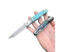 Obespina Couteau Pliant Poche Damas noir luxe Acier 67 Couches VG10 Abalone lame Tranchante Manche Nacre Collection Cadeau Homme edc femme forge artisanat collection clip linerlock