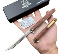 Obespina Couteau Pliant Skip Damas Numéroté Bois Poirier Liner Lock Poche Série Limitée Camping Cadeau Homme Custom Gold Gentleman Folder Roulement Léger Tranchant Marque Française