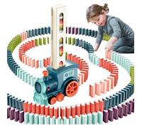 OBEST 180Pcs Jouets de Électrique Train Domino Ensemble avec Lumières et Musique, Automatique Rallye Train Empilés Blocs Domino