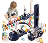OBEST 200Pcs Jouets Train Domino Style D'espace, Train Électrique Domino avec Lance Roquettes d'avion, Automatique Rallye Train Empilés Blocs Domino Enfants, Jouets éducatifs pour Garçons et Filles