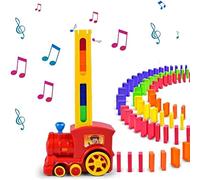 OBEST 200Pcs Train électrique Domino Jouet Automatique Distribution de Rallye avec Lumière et Musique, Éducatif Blocs Domino Stacking Cadeau pour Enfants à partir de 3 Ans