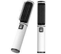 OBEST Brosse à lisser Portable Sans Fil,Mini Fer à Lisser Chauffant Peigne Deux en un,4 Vitesses de Régulation de la Température,140℃ à 200℃, Recharge USB,Idéal pour les Voyages et les Rencontres