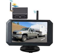 OBEST Caméra de Recul sans Fil Solaire 1080P,Caméra de Charge Solaire,5 Pouces Écran IPS,Caméra Étanche IP67 avec Vision De 110 ° Convient pour Voitures,Bus,Camions,Remorques 12V-32V
