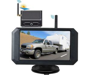 OBEST Caméra de Recul sans Fil Solaire 1080P,Caméra de Charge Solaire,5 Pouces Écran IPS,Caméra Étanche IP67 avec Vision De 110 ° Convient pour Voitures,Bus,Camions,Remorques 12V-32V