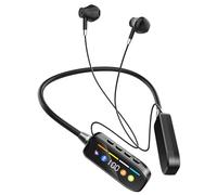 OBEST Casque Bluetooth Tour de Cou avec Fonction de Moniteur Intra-auriculaire, Écouteurs sans Fil avec LED écran, Ecouteur Sport Bluetooth pour la Course, Running et Le Fitness (Noir)