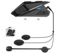 OBEST Casque de Moto Bluetooth sans Fil,Kit Main Libre Moto Connecté à Un Intercom,Son Stéréo,Étanche à la Poussière et à l’Eau,Écouteurs pour Vélo,Ski,Voyage