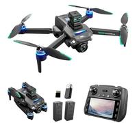 OBEST Drone GPS Avec Caméra 1080P Moteur Brushless,Télécommande avec Écran 4.5 Pouces,Caméra ESC 120°,Transmission FPV 5G,20 * 2 Minutes de Vol,260G,GRIS