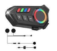 OBEST Écouteurs pour casque de moto avec lumières LED et RVB, Bluetooth 5.4, mains libres, sans fil, annulation du bruit HD, résistance à l'eau IPX8