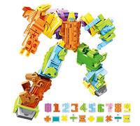 OBEST Jouet Dinosaures Transformation Robot, 20 Pcs Chiffres et Symboles Arithmétiques Jouets de Déformation, Dinosaure/Numéro/Robots Assemblés Blocs de Construction Éducatifs pour Enfants de 6+ Ans