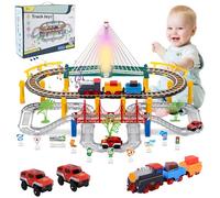 OBEST Jouets de Voie pour Enfants,Pistes pour Voitures électriques,Jeux de Rails Multicouches à Grande Vitesse,Trains à Vapeur avec Son,Cadeaux pour Garçons et Filles