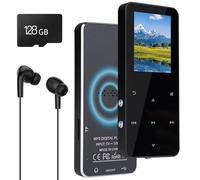 OBEST Lecteur MP3 128 Go avec Écouteurs, Lecteur MP3-MP4 avec Haut-parleurs, Radio FM, Enregistreur, FM + Bluetooth + Dictionnaire, Écouteurs Filaires, Idéal pour Le Sport.