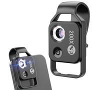 OBEST Microscope pour Smartphone avec Clip pour Téléphone, 200x HD, LED, Noir