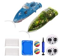 OBEST Mini RC Boat*2+Remote Control*2+1 Pool+1 Inflatable Pump+Nose Clip*2+2 Balls+Door*2+Recharge Cable*2+Screwdriver*2+Language*2