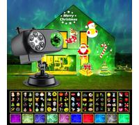 OBEST Projecteur LED de Noël, 2 en 1 Étanche Halloween Lampe de Projection pour l'extérieur et l'intérieur, Flocons Neige Lampe Projection avec 10 Foil 80 Motifs 10 Effets d'onde pour Noël, Toussaint