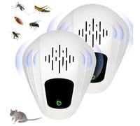 OBEST Répulsif à ultrasons pour souris, moustiques, couverture ultrasonique à 360° avec écran réglable à 3 niveaux, réduction du bruit et fonctionnement silencieux. Convient pour les maisons, les