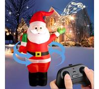 OBEST Télécommande Gonflable Santa Claus, 113CM électrique Père Noël Décoration, Auto Gonflable, Effets Sonores, USB Rechargeable, Jardin Extérieur Intérieur Vacances de Cour