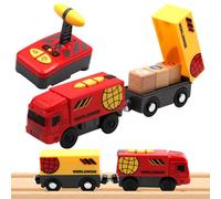 OBEST Train de train électrique RC en bois, jouet de train, locomotive compatible avec rails en bois, jouet pour enfants à partir de 3 ans