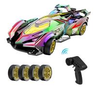 OBEST Voiture de course télécommandée, échelle 1:14, télécommande 4WD, avec fonction de dérive, spray et lumière LED, voiture de drift cool pour garçons et filles à partir de 8 ans
