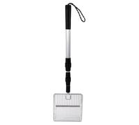 Obetuens Pelle de Tamisage Robuste, Accessoires pour Poulailler, Pelle à Poulet Rétractable 3 en 1, Pelle en Métal Amovible pour Fumier, Pelle à Déjections, Râteau à Litière pour Volaille (Argent)