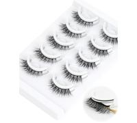 Obeyalash Auto-AdhéSifs Faux Cils Cat Eye Lashes RéUtilisable Extension Cils 12mm False Eyelashes C Curl Lasahes Naturel Look Easy to Use for Beginners 5 Pairs Pack (Cat Eye)